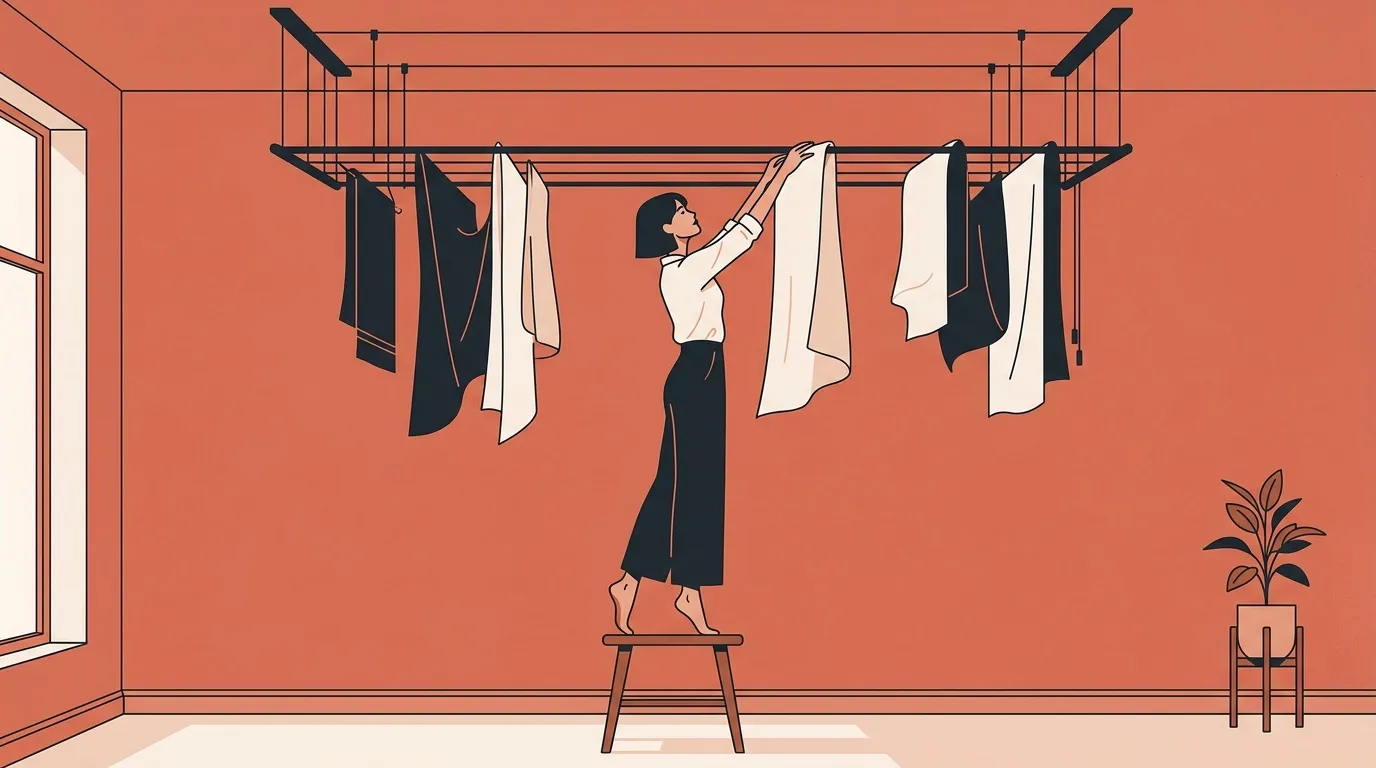 Étendoir à linge plafond Ikea : la solution gain de place pour sécher son linge