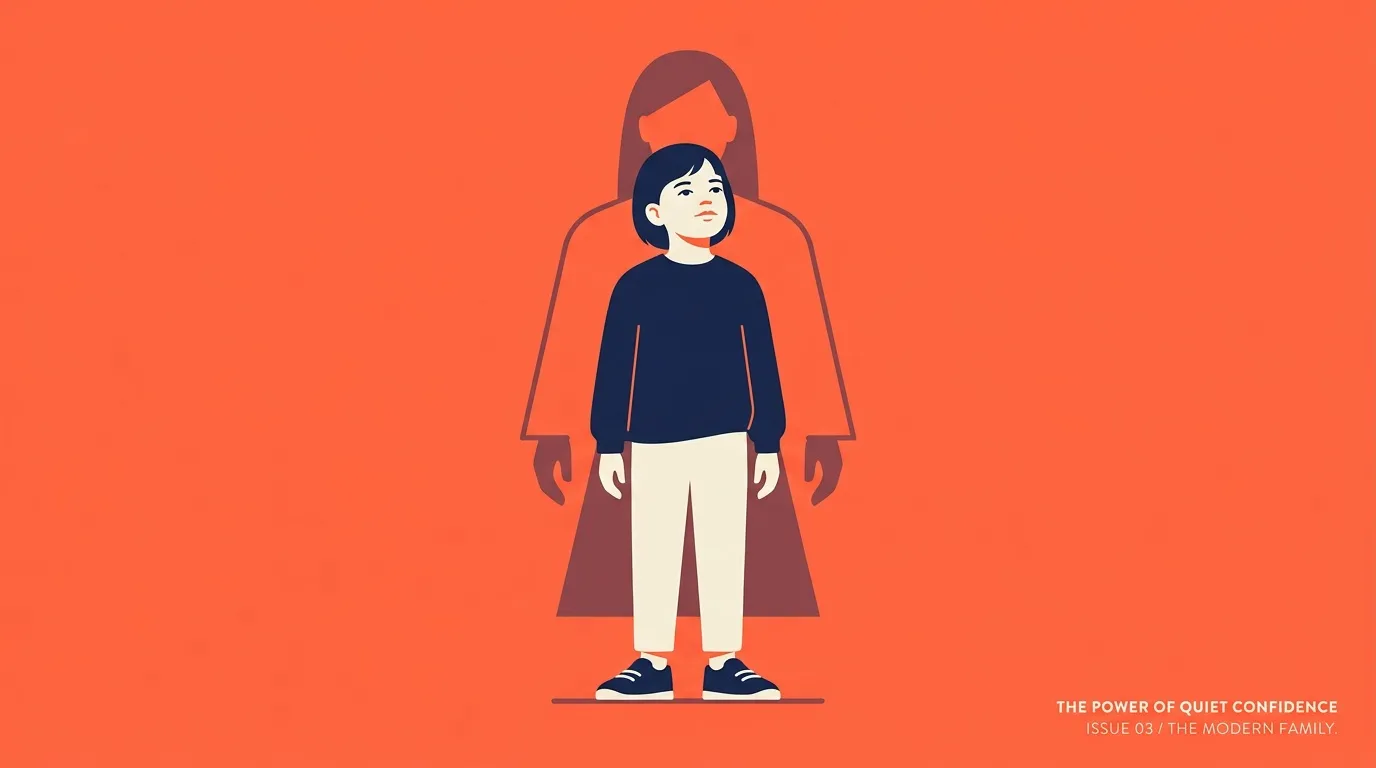 Enfant avec silhouette de femme protectrice en arri&egrave;re-plan