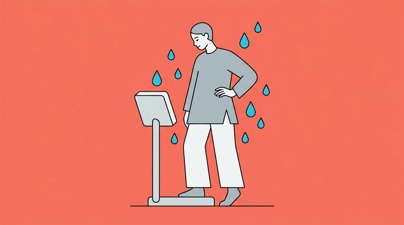 Femme sur balance avec gouttes d'eau autour