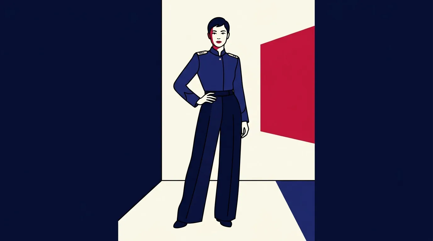 Illustration d'une femme en uniforme bleu militaire