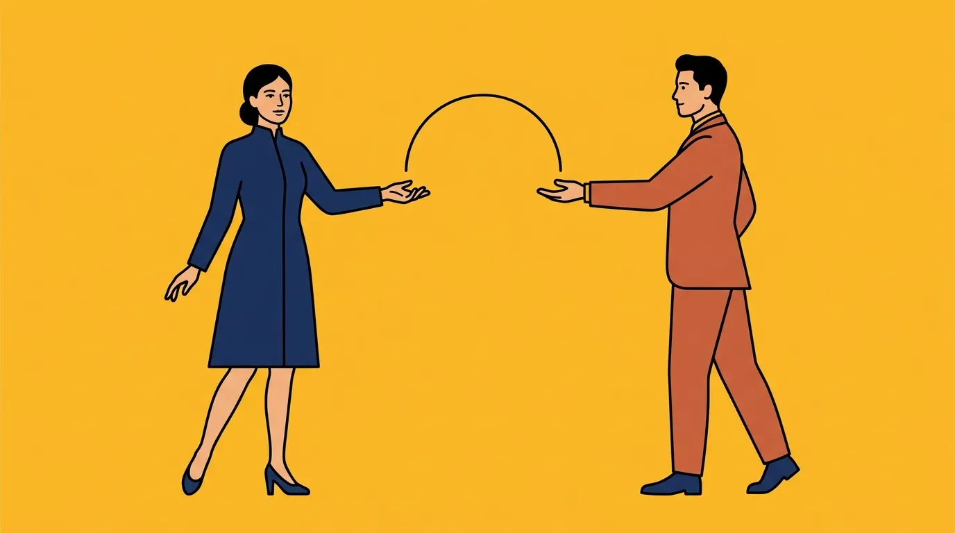 Homme et femme échangent en se faisant face