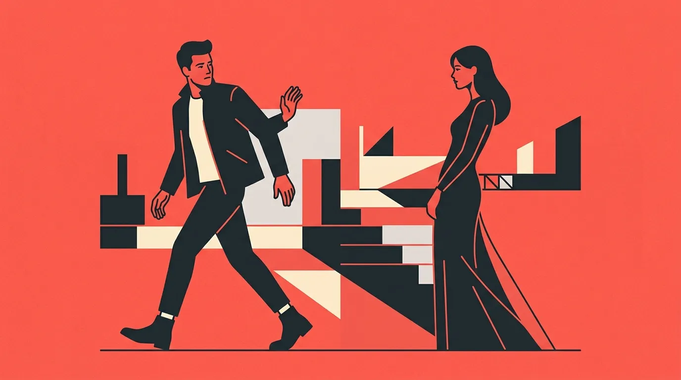homme qui fuit une femme qui lui plaît