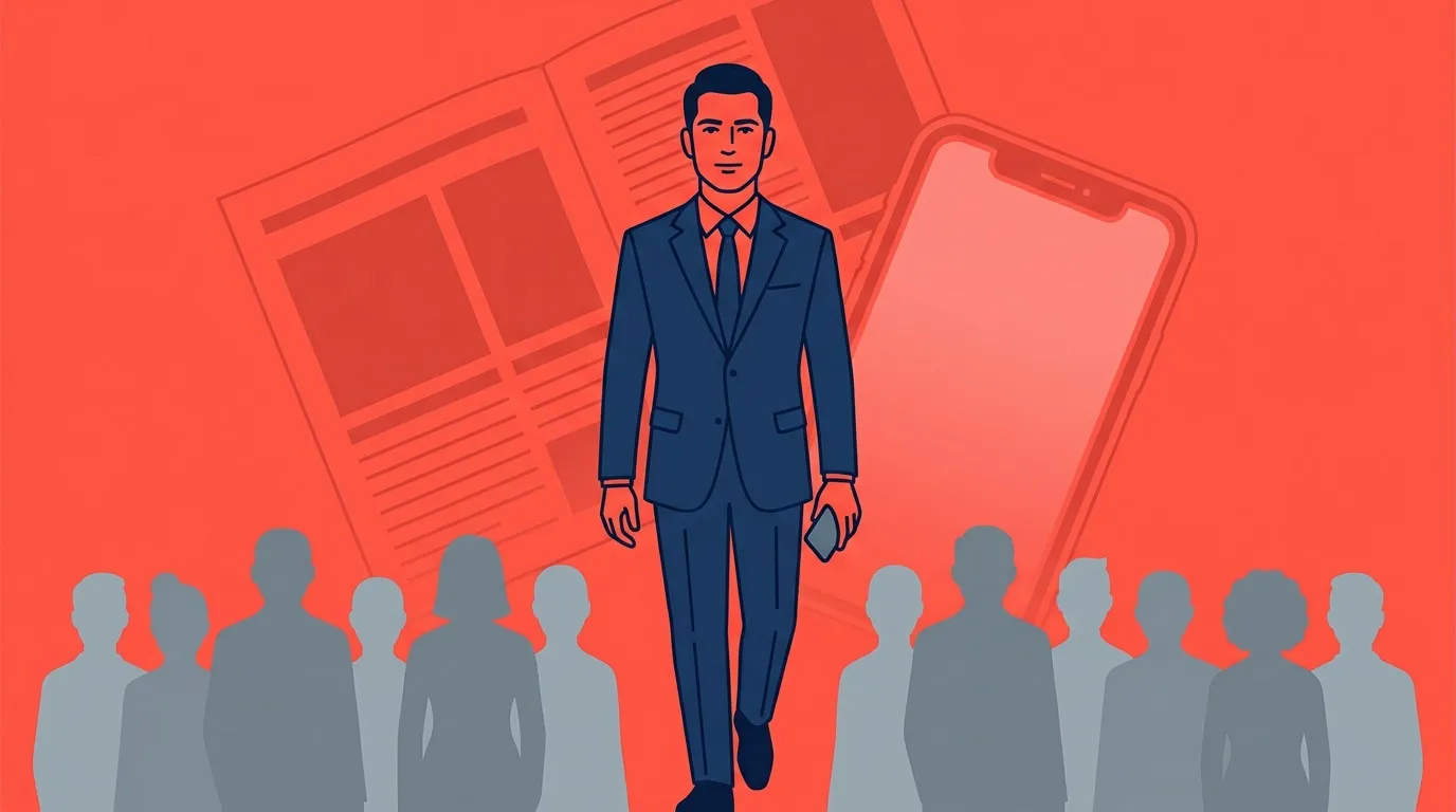 Homme d'affaires en costume bleu se démarque parmi la foule
