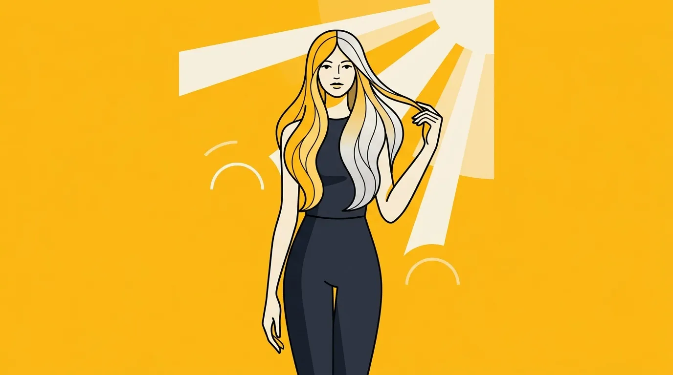 Illustration d'une femme souriante en blazer blanc et pantalon noir