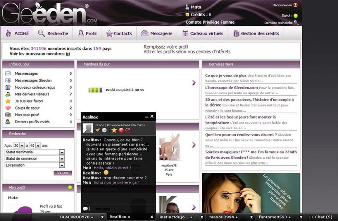 Premiers échanges sur Gleeden