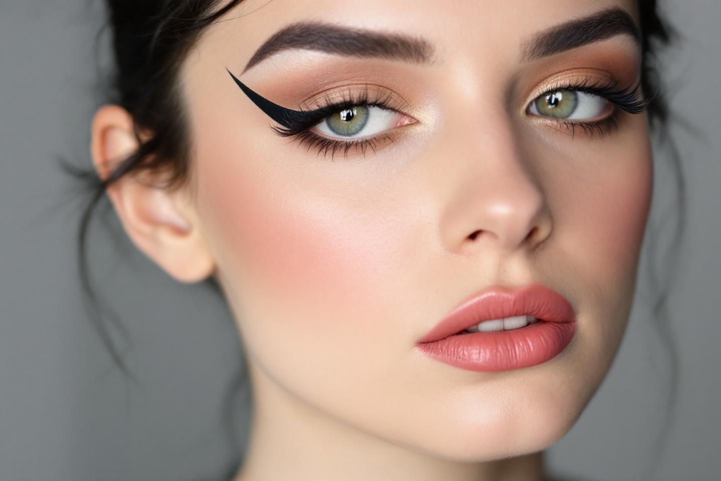 Gros plan sur un regard maquill&eacute; avec un trait d'eye-liner