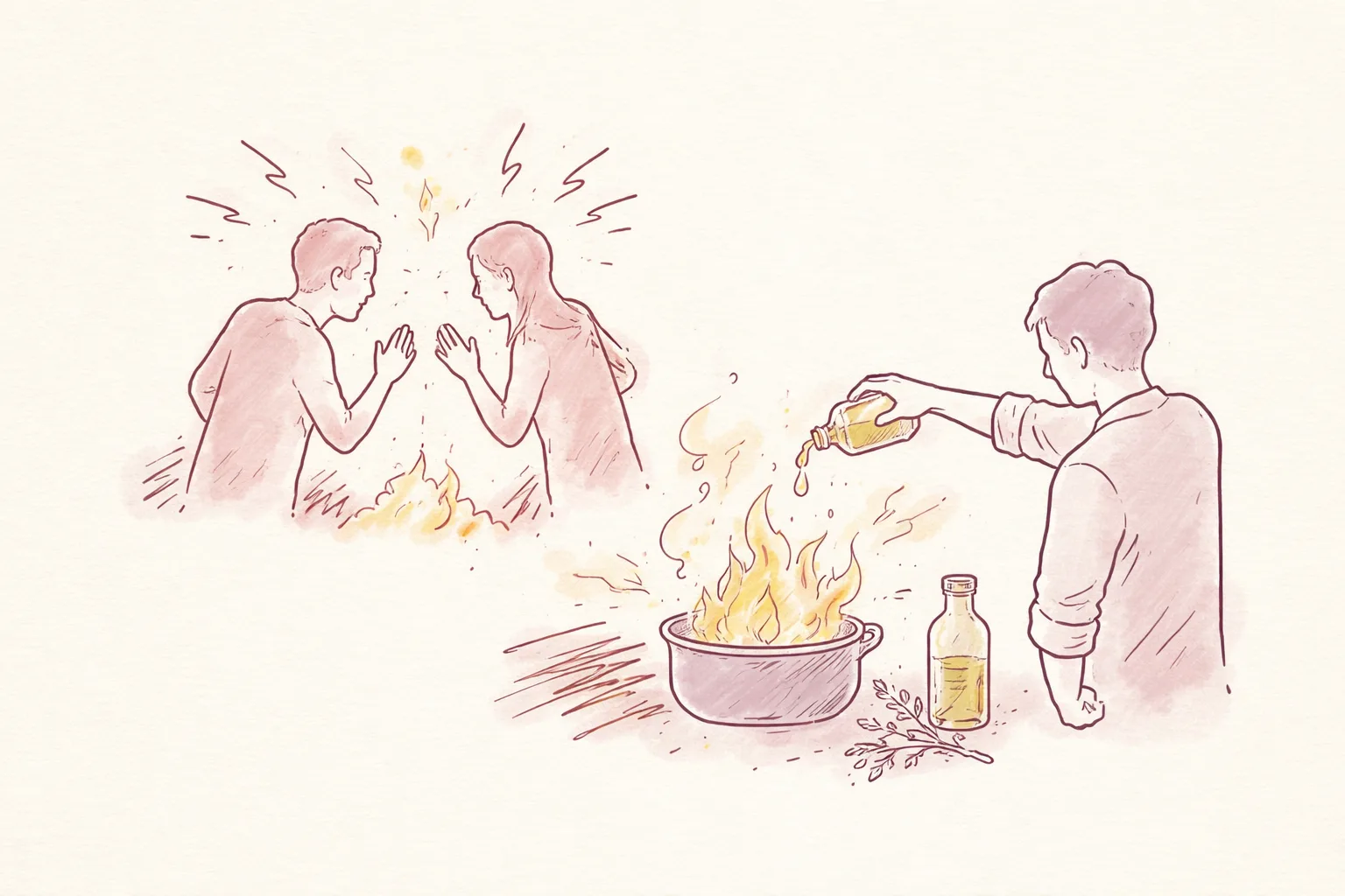 Il aime mettre de l'huile sur le feu : signification et origine de cette expression populaire