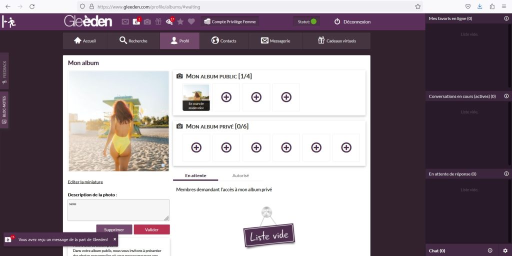 ma photo hot sur le site de rencontres Gleeden