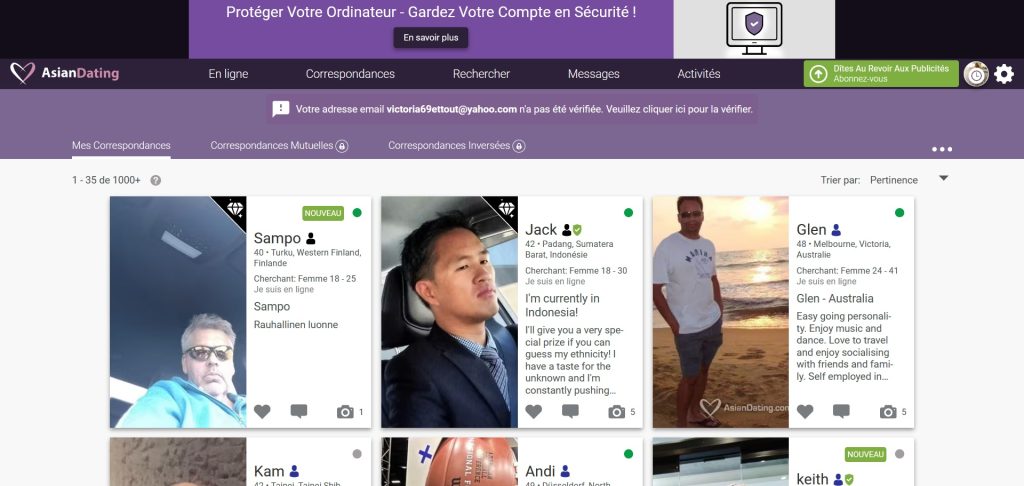 mes correspondances sur le portail de rencontres asiatiques AsianDating