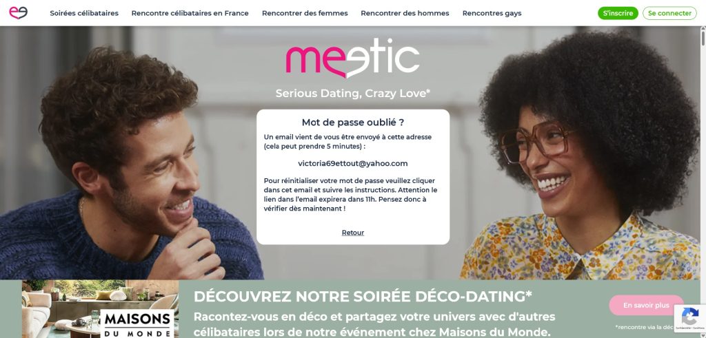 mon inscription sur le site de rencontres pour catholiques Meetic