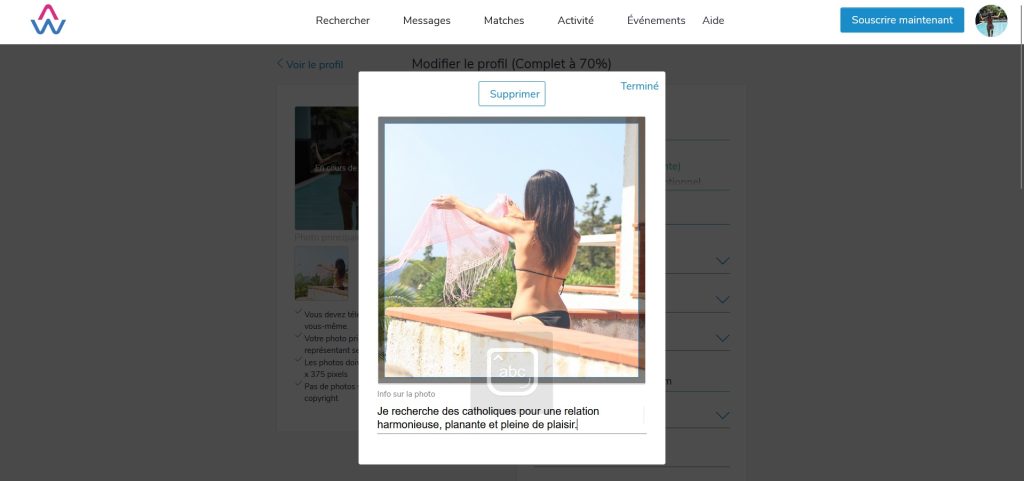 ma photo sensuelle sur le portail de rencontres pour catholiques Attractive World