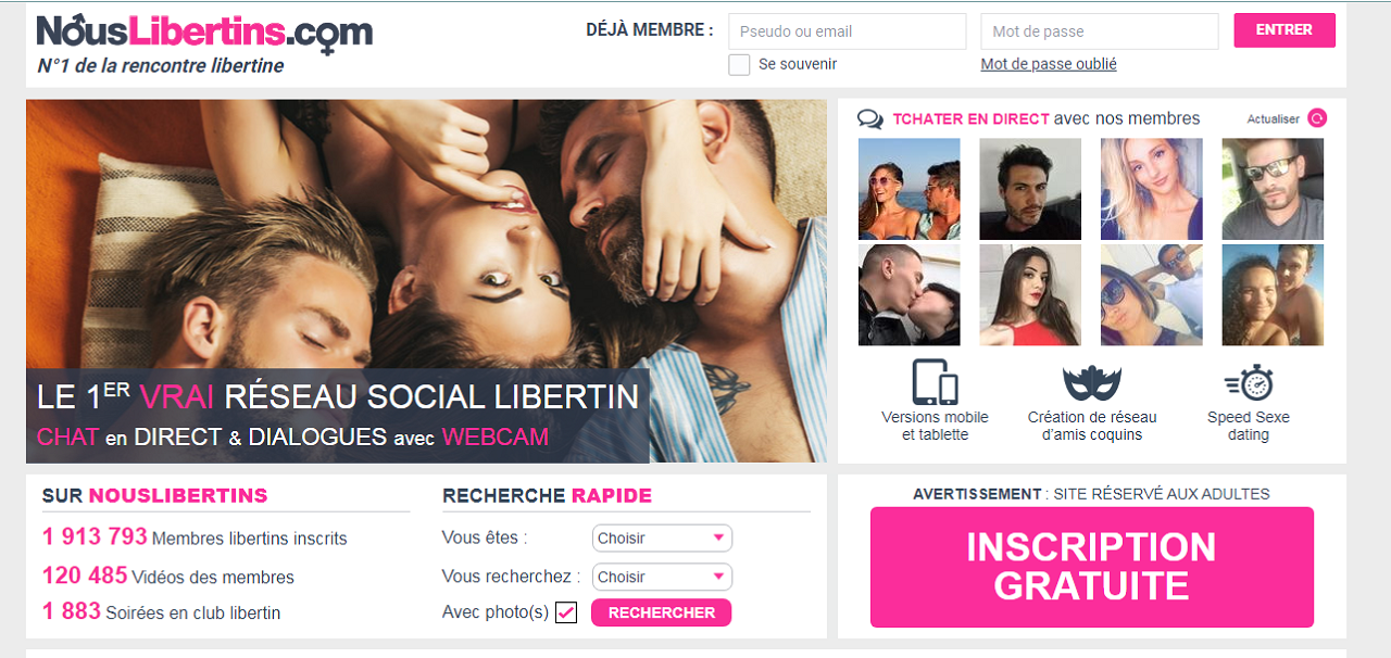 Page d'accueil de Nous Libertins