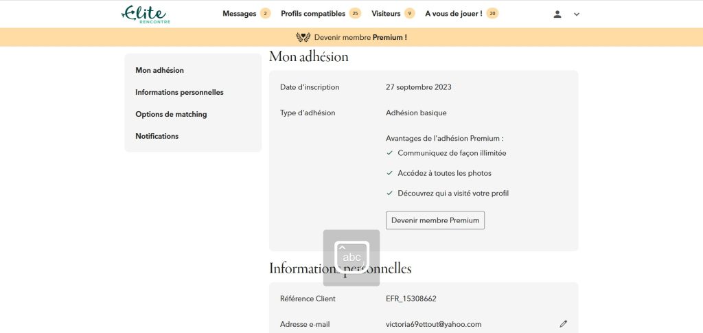 mon adhésion sur le site de rencontres senior élite rencontre
