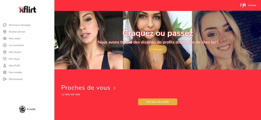 mon interface sur le site pour plans culs XFlirt