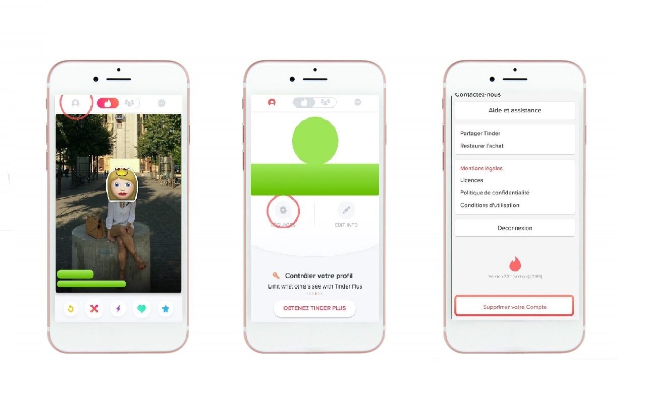 Supprimer son compte Tinder